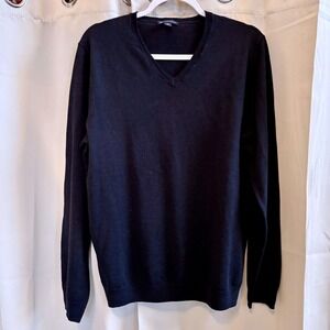 Gap Mens Sweater Large Extra Fine Merino Wool Preppy Quiet Luxury Blue 20059